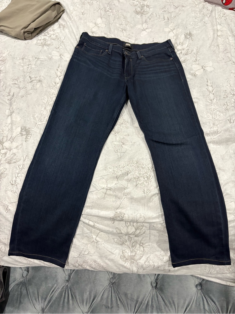 PAIGE Navy Straight-Leg Jeans